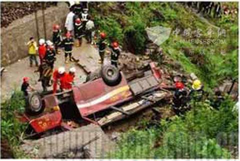 2007年4月23日一輛“渝B64487”客車因搶車道超速行駛墜落十幾米的橋下，致使22人當場死亡，10人不同程度受傷。